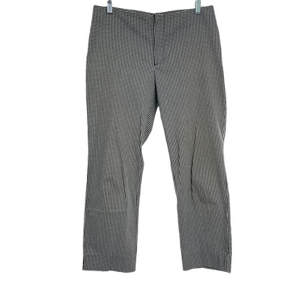 Club Monaco Black & White Mini Check Print Stretch Cotton Ankle Pants Size 6 - Picture 1 of 9